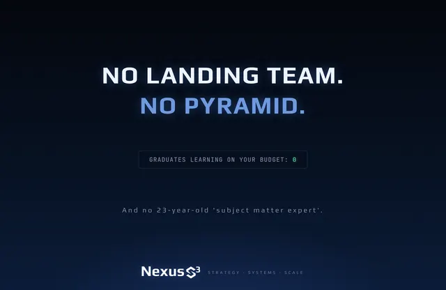 Nexus S³ wallpaper reading “No landing team. No pyramid.” Small print: And no 23-year-old 'subject matter expert'.