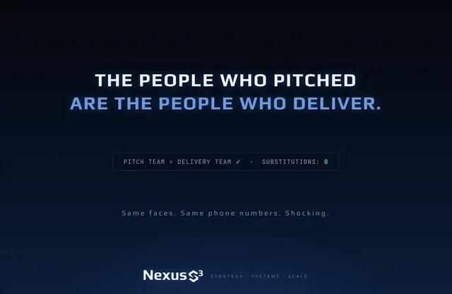 Nexus S³ wallpaper reading “The people who pitched are the people who deliver.” Small print: Same faces. Same phone numbers. Shocking.