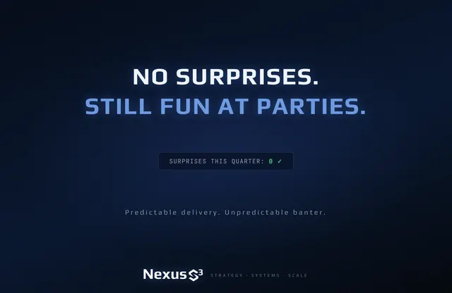 Nexus S³ wallpaper reading “No surprises. Still fun at parties.” Small print: Predictable delivery. Unpredictable banter.