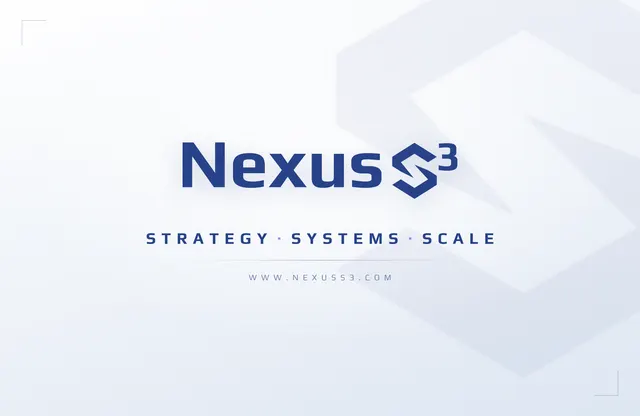 Strategy · Systems · Scale, light: the Nexus S³ logo with the line Strategy, Systems, Scale on a light background.