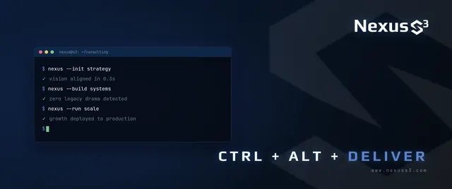 Nexus S³ wallpaper reading “Ctrl + Alt + Deliver”, with terminal window.